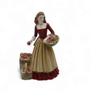 ROYAL WORCESTER Rare Street Sellers Apple Lady Figurine Vintage 8" Signed